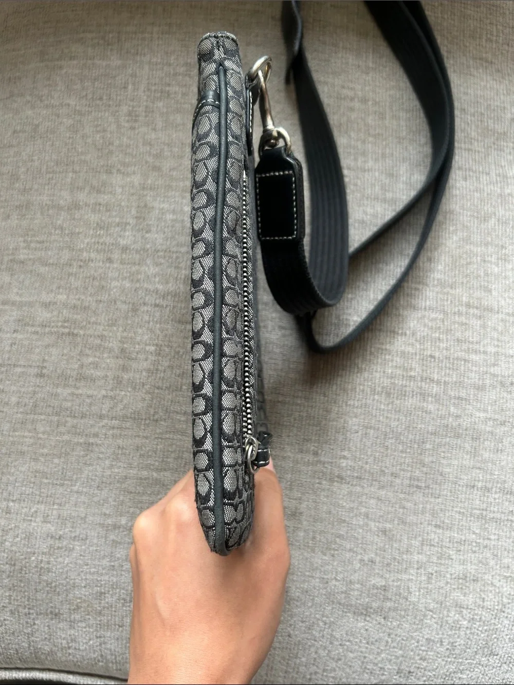 Coach Monogram Messenger Crossbody in Gray and Black